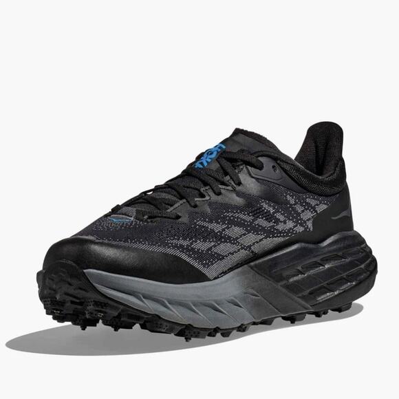 Hoka Speedgoat 7 Review: The Best Trail Running Shoe Of 2026  Hoka One One Black Trail Running Shoes with Subtle Blue Accents
